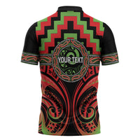 Aotearoa Ngati Maru Personalised Zipper Polo Shirt Maori Iwi Poutama Puhoro Tattoo LT14 - Polynesian Pride