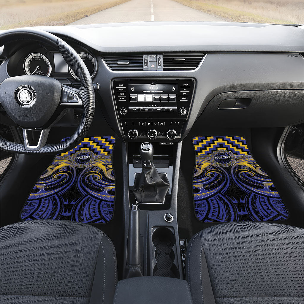 Aotearoa Ngati Raukawa Personalised Car Mats Maori Iwi Poutama Puhoro Tattoo LT14 Set 2pcs - Front Blue - Polynesian Pride