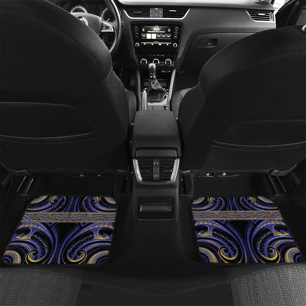 Aotearoa Ngati Raukawa Personalised Car Mats Maori Iwi Poutama Puhoro Tattoo LT14 Set 2pcs - Back Blue - Polynesian Pride