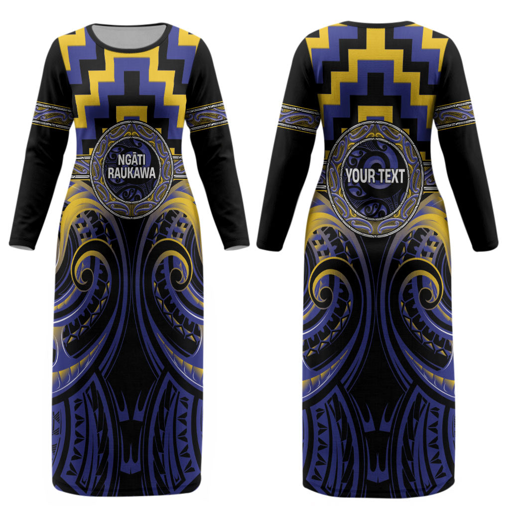 Aotearoa Ngati Raukawa Personalised Couples Matching Long Sleeve Bodycon Dress and Hawaiian Shirt Maori Iwi Poutama Puhoro Tattoo LT14 - Polynesian Pride
