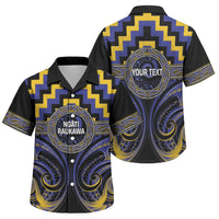 Aotearoa Ngati Raukawa Personalised Family Matching Puletasi and Hawaiian Shirt Maori Iwi Poutama Puhoro Tattoo LT14 Son's Shirt Blue - Polynesian Pride