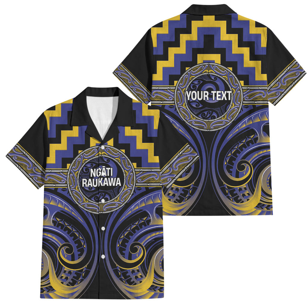 Aotearoa Ngati Raukawa Personalised Family Matching Short Sleeve Bodycon Dress and Hawaiian Shirt Maori Iwi Poutama Puhoro Tattoo LT14 Dad's Shirt - Short Sleeve Blue - Polynesian Pride