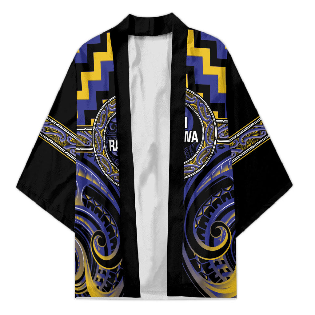 Aotearoa Ngati Raukawa Personalised Kimono Maori Iwi Poutama Puhoro Tattoo LT14 Unisex Blue - Polynesian Pride