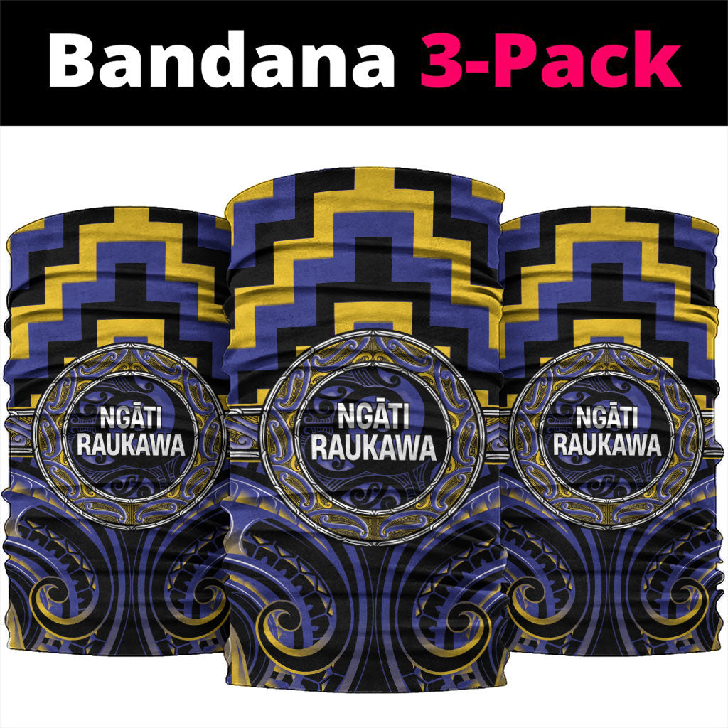 Aotearoa Ngati Raukawa Neck Gaiter Maori Iwi Poutama Puhoro Tattoo LT14 package One Size: 25*50cm Blue - Polynesian Pride