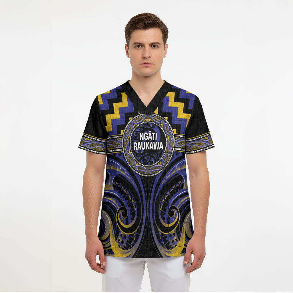 Aotearoa Ngati Raukawa Personalised Scrub Top Maori Iwi Poutama Puhoro Tattoo LT14 - Polynesian Pride