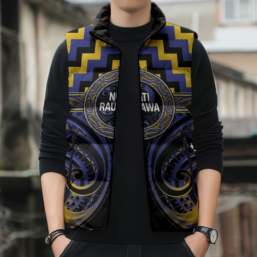Aotearoa Ngati Raukawa Personalised Sleeveless Puffer Jacket Maori Iwi Poutama Puhoro Tattoo LT14 - Polynesian Pride