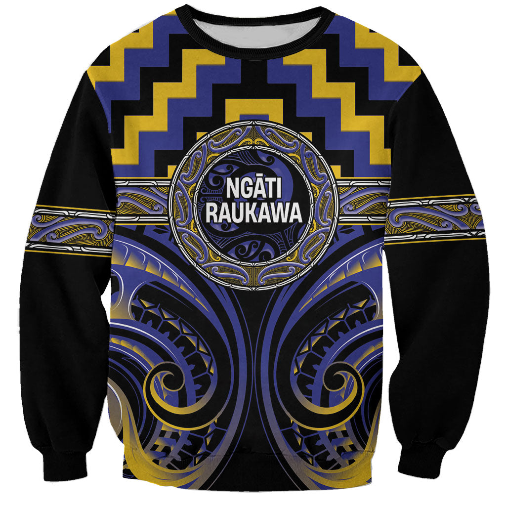 Aotearoa Ngati Raukawa Personalised Sweatshirt Maori Iwi Poutama Puhoro Tattoo LT14 Unisex Blue - Polynesian Pride