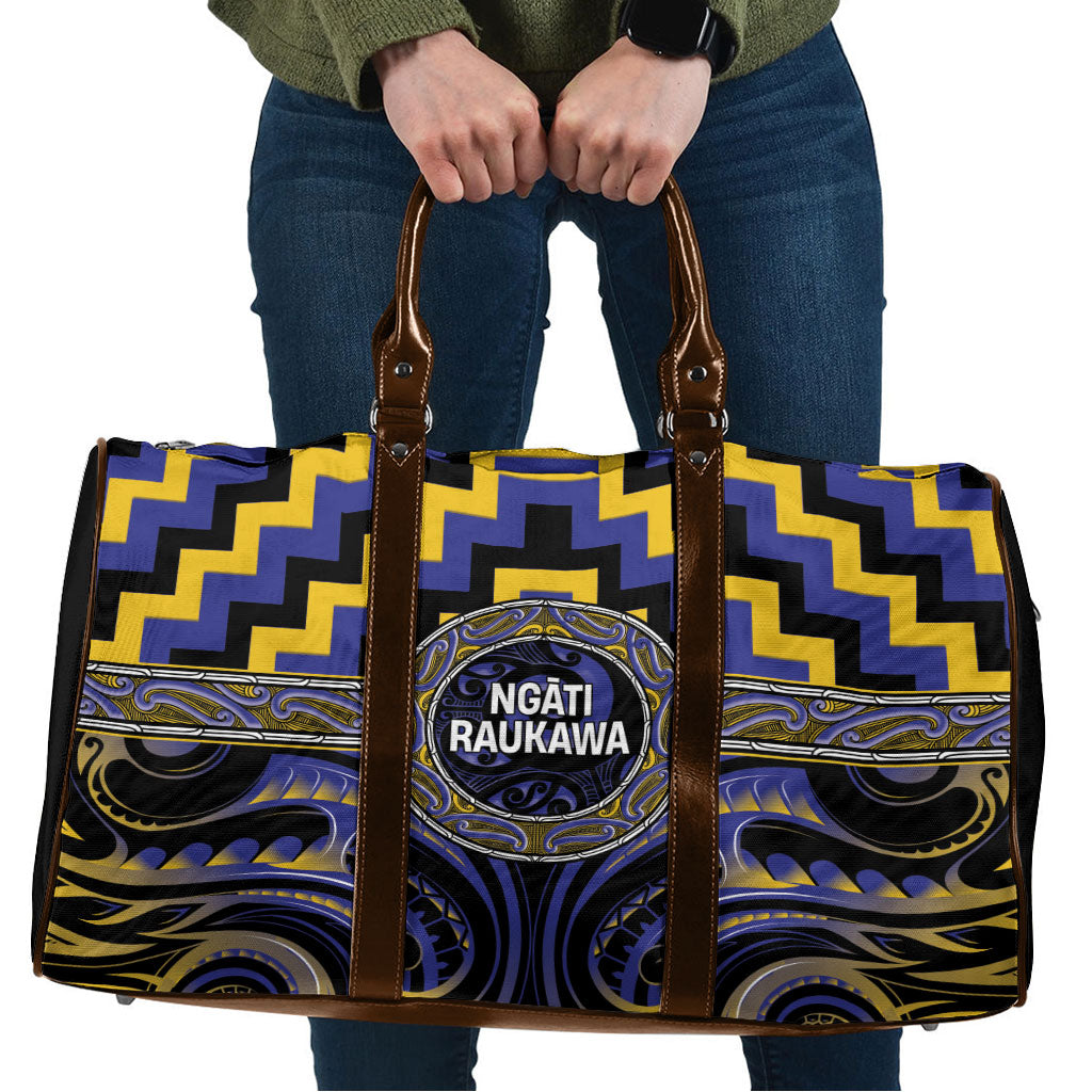 Aotearoa Ngati Raukawa Travel Bag Maori Iwi Poutama Puhoro Tattoo LT14 Blue - Polynesian Pride