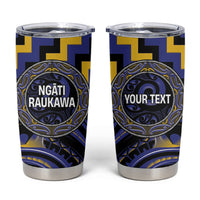 Aotearoa Ngati Raukawa Personalised Tumbler Cup Maori Iwi Poutama Puhoro Tattoo LT14 Blue - Polynesian Pride