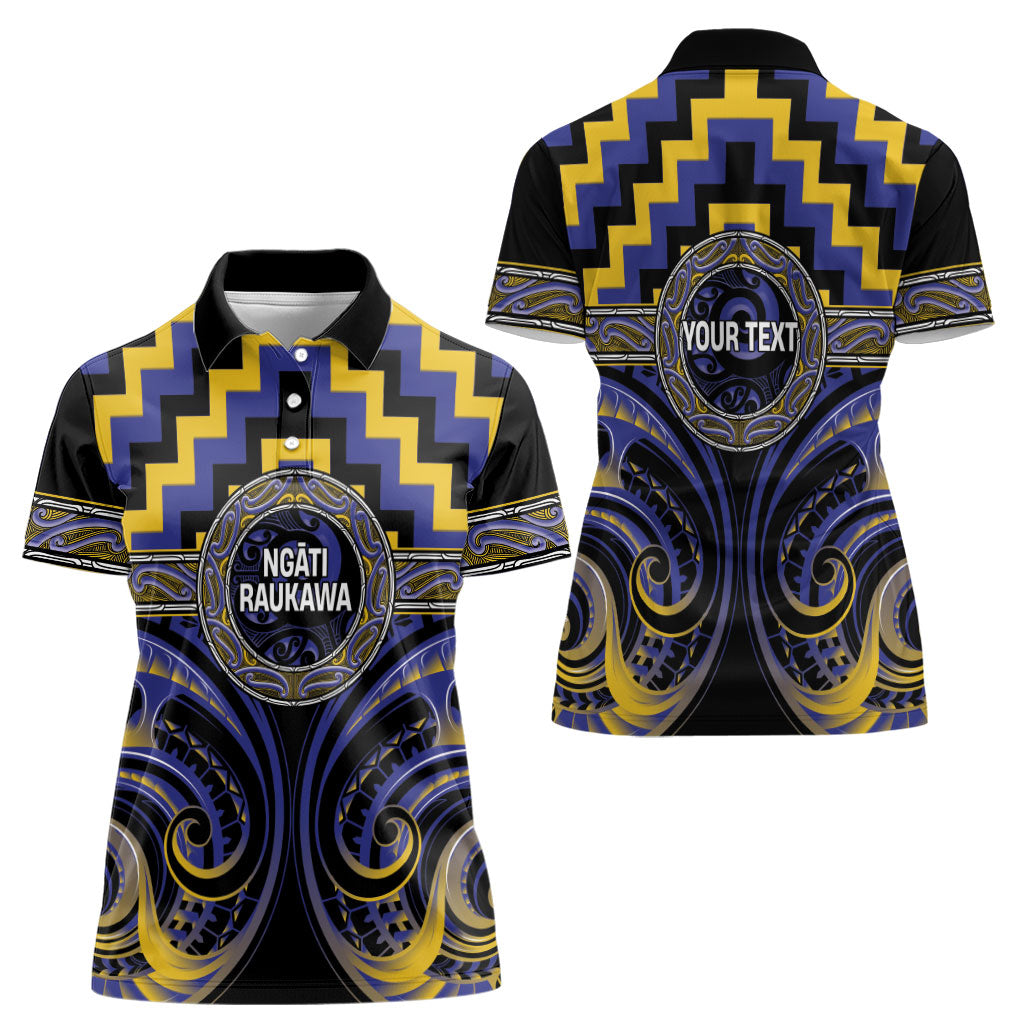 Aotearoa Ngati Raukawa Personalised Women Polo Shirt Maori Iwi Poutama Puhoro Tattoo LT14 - Polynesian Pride