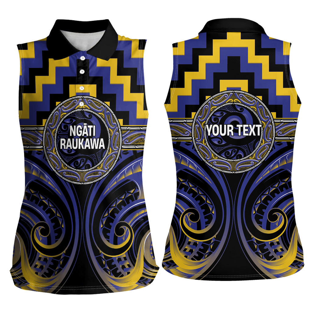 Aotearoa Ngati Raukawa Personalised Women Sleeveless Polo Shirt Maori Iwi Poutama Puhoro Tattoo LT14 - Polynesian Pride