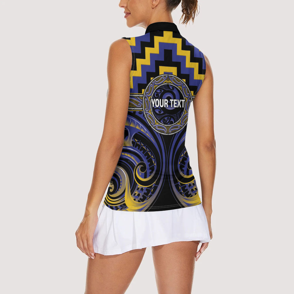 Aotearoa Ngati Raukawa Personalised Women Sleeveless Polo Shirt Maori Iwi Poutama Puhoro Tattoo LT14 - Polynesian Pride