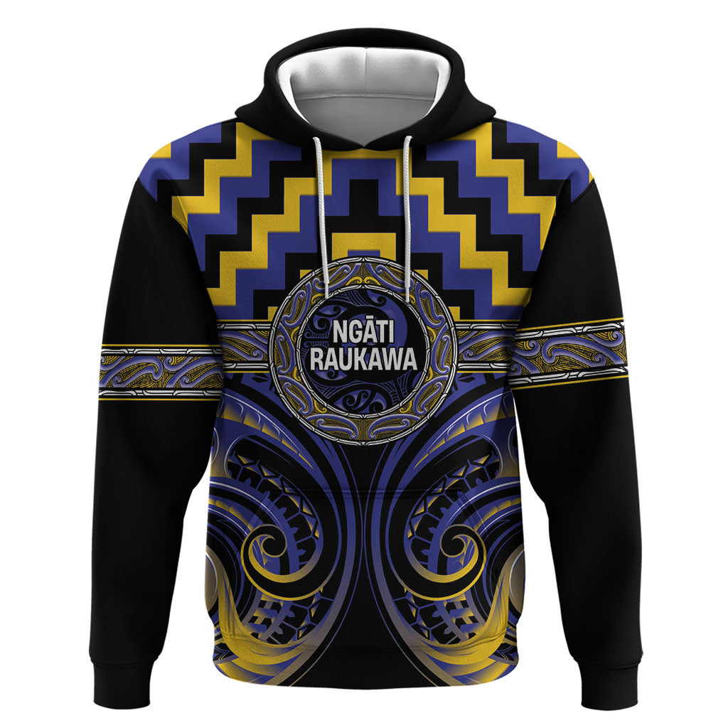 Aotearoa Ngati Raukawa Personalised Zip Hoodie Maori Iwi Poutama Puhoro Tattoo LT14 Pullover Hoodie Blue - Polynesian Pride