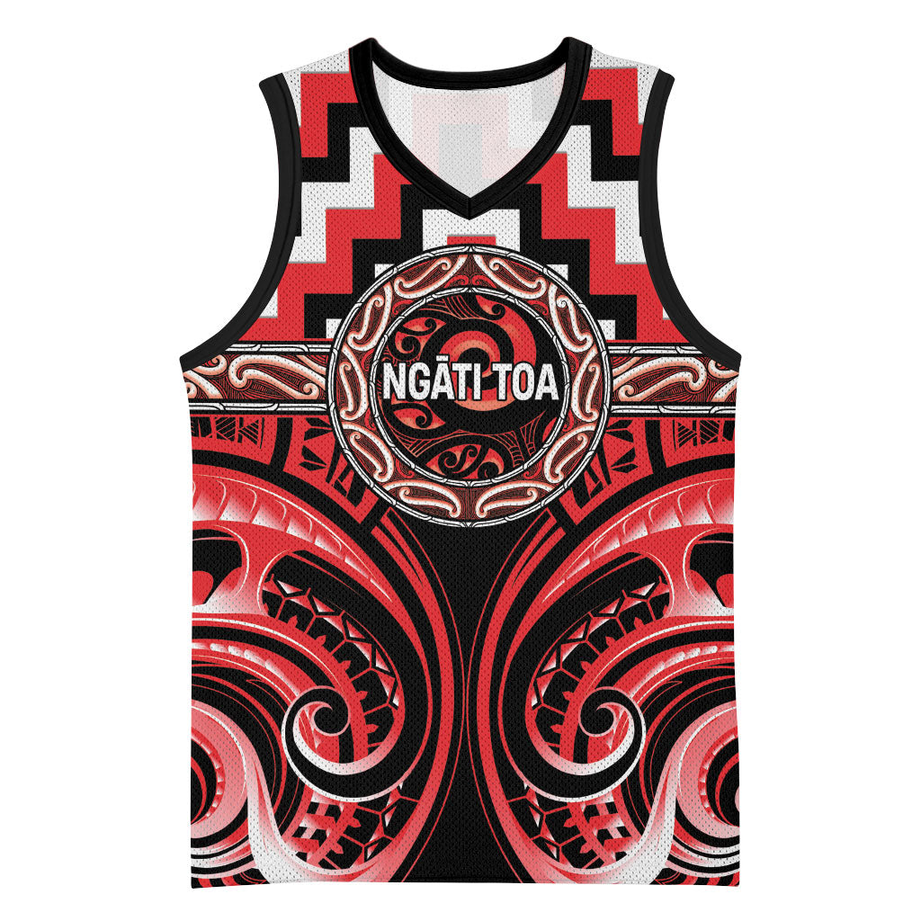 Aotearoa Ngati Toa Personalised Basketball Jersey Maori Iwi Poutama Puhoro Tattoo LT14 Unisex Red - Polynesian Pride