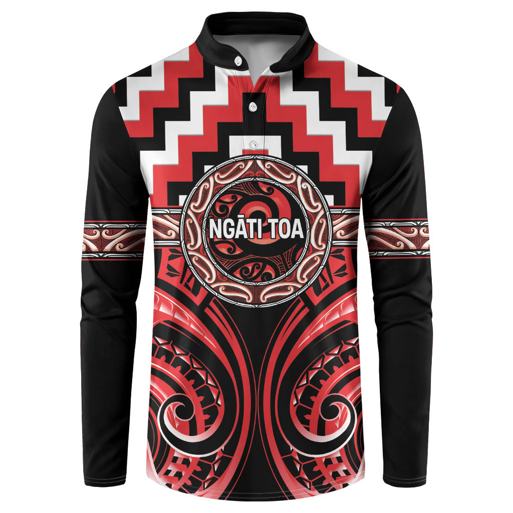 Aotearoa Ngati Toa Personalised Button Sweatshirt Maori Iwi Poutama Puhoro Tattoo LT14 Red - Polynesian Pride
