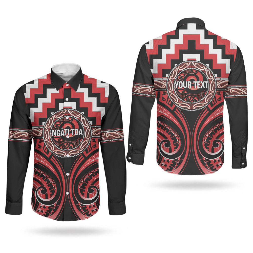 Aotearoa Ngati Toa Personalised Couples Matching Puletasi and Long Sleeve Button Shirt Maori Iwi Poutama Puhoro Tattoo LT14 - Polynesian Pride