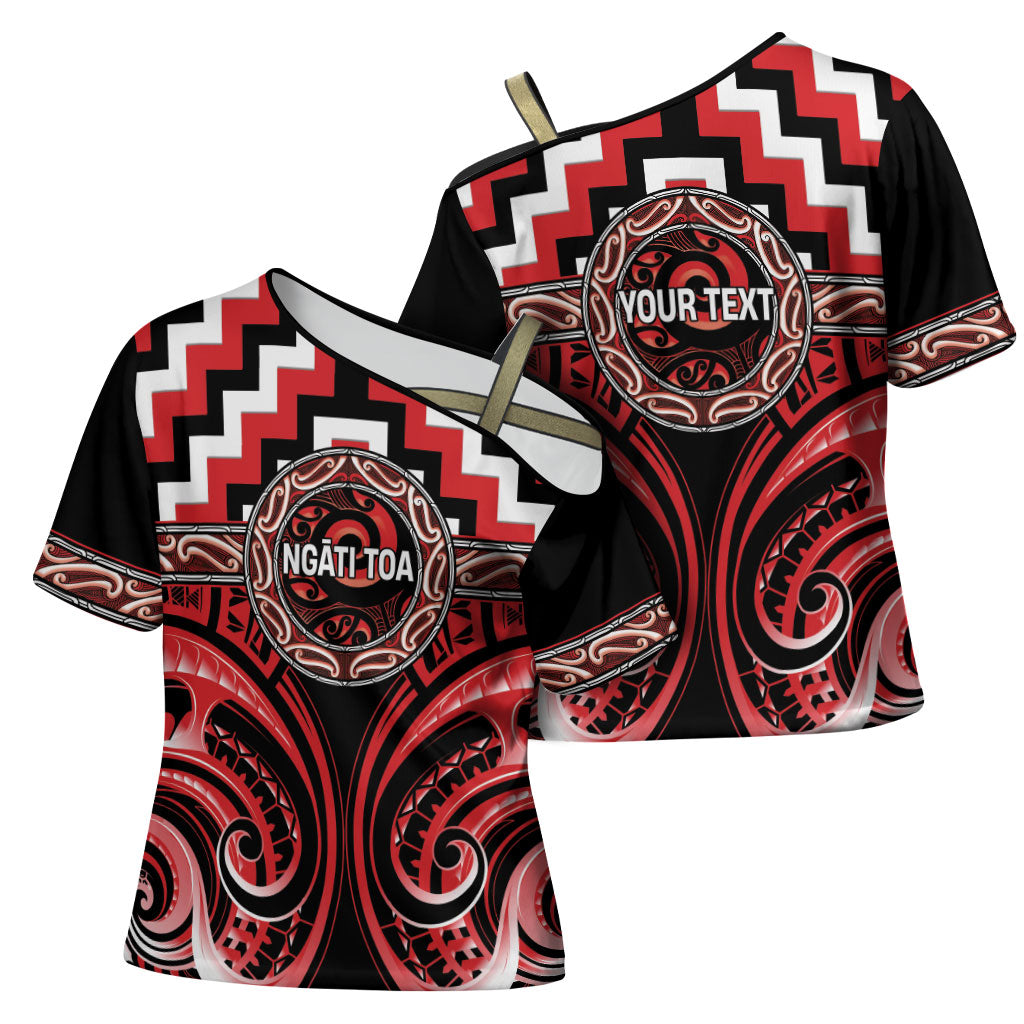 Aotearoa Ngati Toa Personalised Cross Shoulder Shirt Maori Iwi Poutama Puhoro Tattoo LT14 - Polynesian Pride