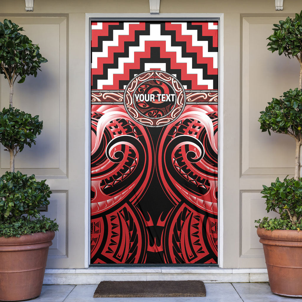 Aotearoa Ngati Toa Personalised Door Cover Maori Iwi Poutama Puhoro Tattoo LT14 Red - Polynesian Pride