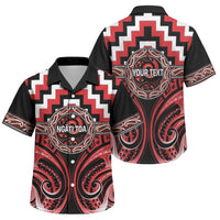 Aotearoa Ngati Toa Personalised Family Matching Off Shoulder Short Dress and Hawaiian Shirt Maori Iwi Poutama Puhoro Tattoo LT14 Son's Shirt Red - Polynesian Pride