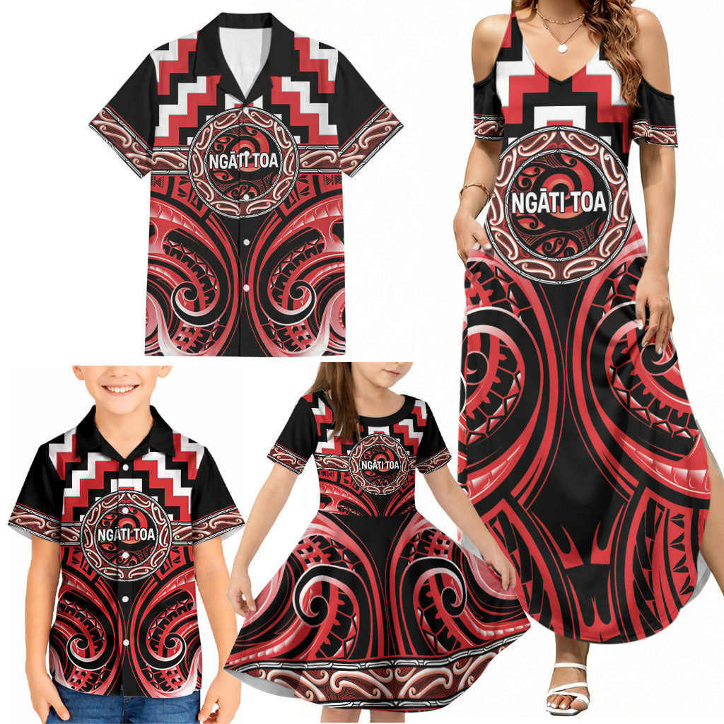 Aotearoa Ngati Toa Personalised Family Matching Summer Maxi Dress and Hawaiian Shirt Maori Iwi Poutama Puhoro Tattoo LT14 - Polynesian Pride