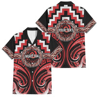 Aotearoa Ngati Toa Personalised Family Matching Summer Maxi Dress and Hawaiian Shirt Maori Iwi Poutama Puhoro Tattoo LT14 Dad's Shirt - Short Sleeve Red - Polynesian Pride