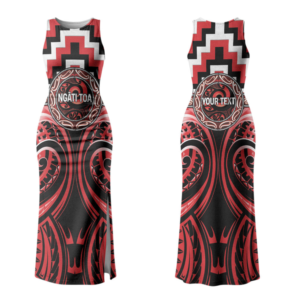 Aotearoa Ngati Toa Personalised Family Matching Tank Maxi Dress and Hawaiian Shirt Maori Iwi Poutama Puhoro Tattoo LT14 Mom's Dress Red - Polynesian Pride