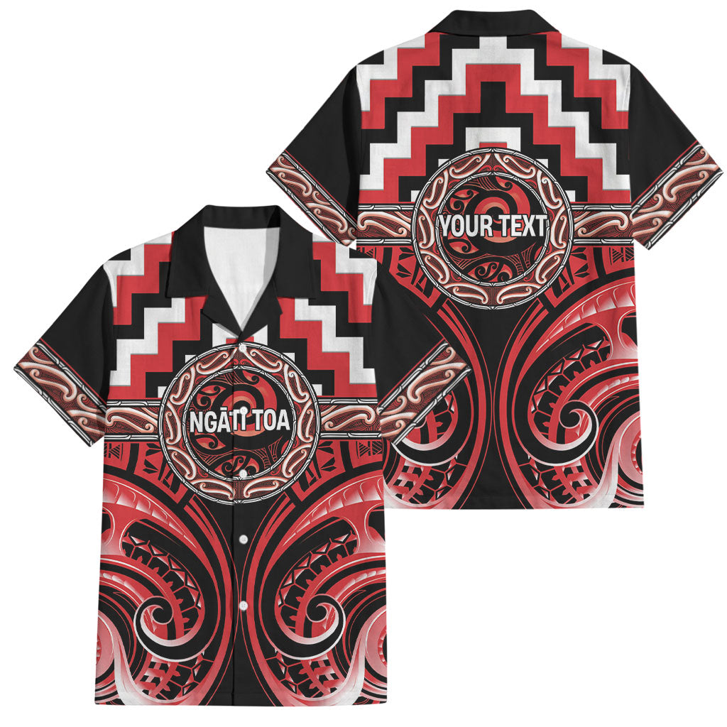 Aotearoa Ngati Toa Personalised Family Matching Tank Maxi Dress and Hawaiian Shirt Maori Iwi Poutama Puhoro Tattoo LT14 Dad's Shirt - Short Sleeve Red - Polynesian Pride