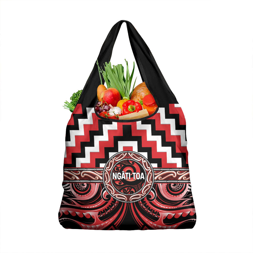 Aotearoa Ngati Toa Grocery Bag Maori Iwi Poutama Puhoro Tattoo LT14 1-pack One Size Red - Polynesian Pride
