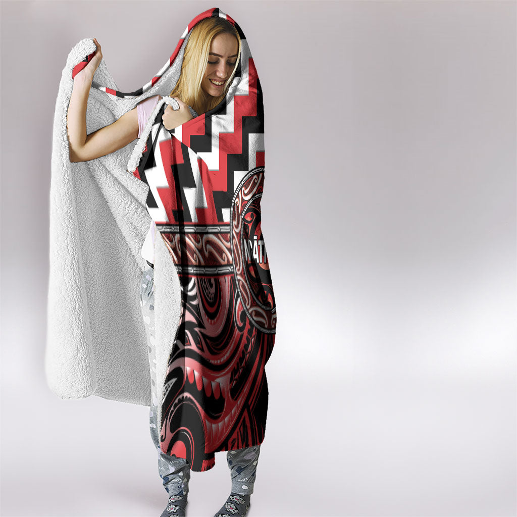 Aotearoa Ngati Toa Hooded Blanket Maori Iwi Poutama Puhoro Tattoo LT14 - Polynesian Pride
