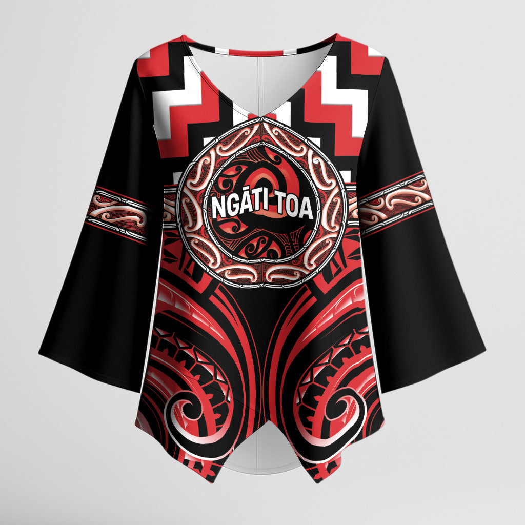 Aotearoa Ngati Toa Personalised Kimono Sleeve Blouse Maori Iwi Poutama Puhoro Tattoo LT14 Female Red - Polynesian Pride