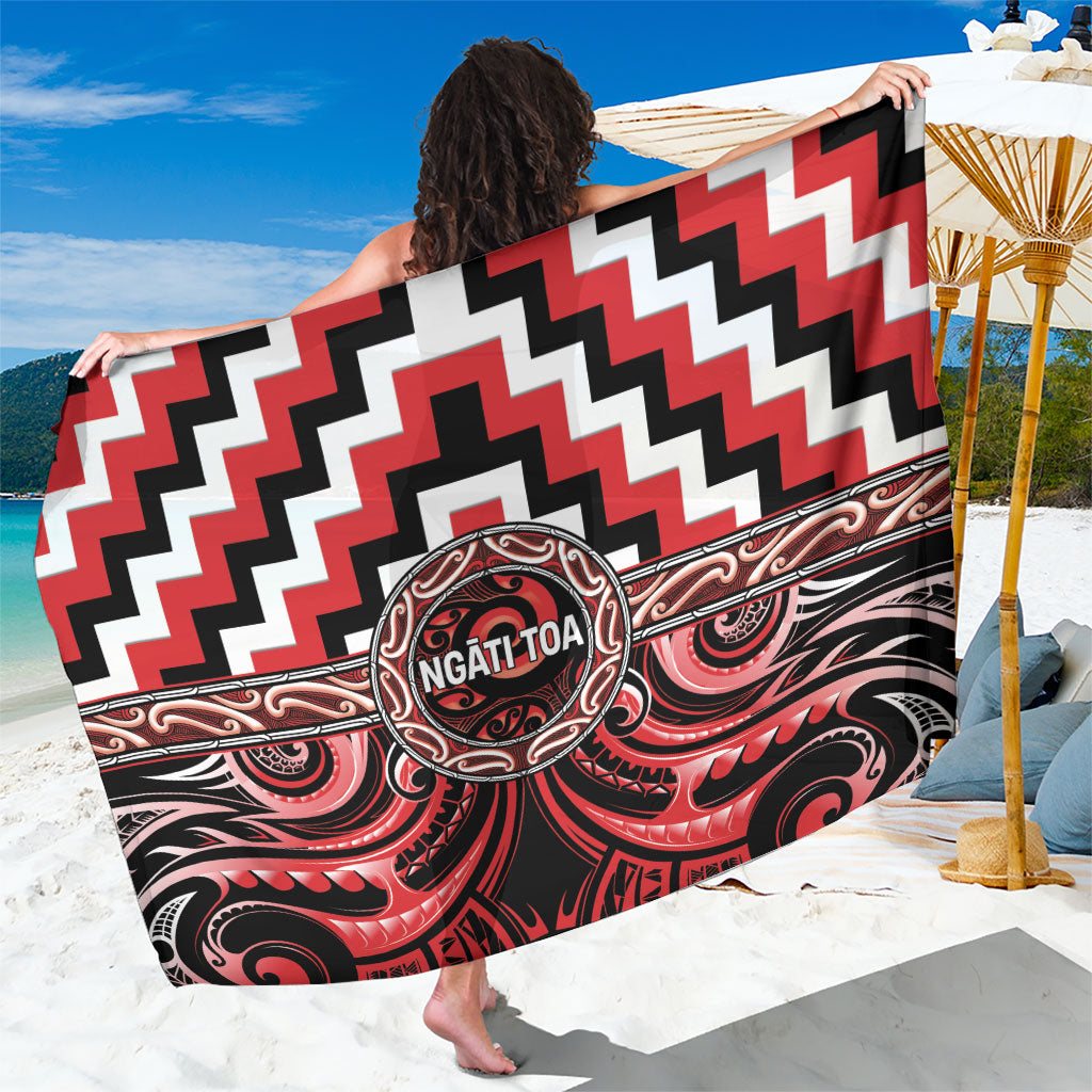 Aotearoa Ngati Toa Sarong Maori Iwi Poutama Puhoro Tattoo LT14 One Size 44 x 66 inches Red - Polynesian Pride