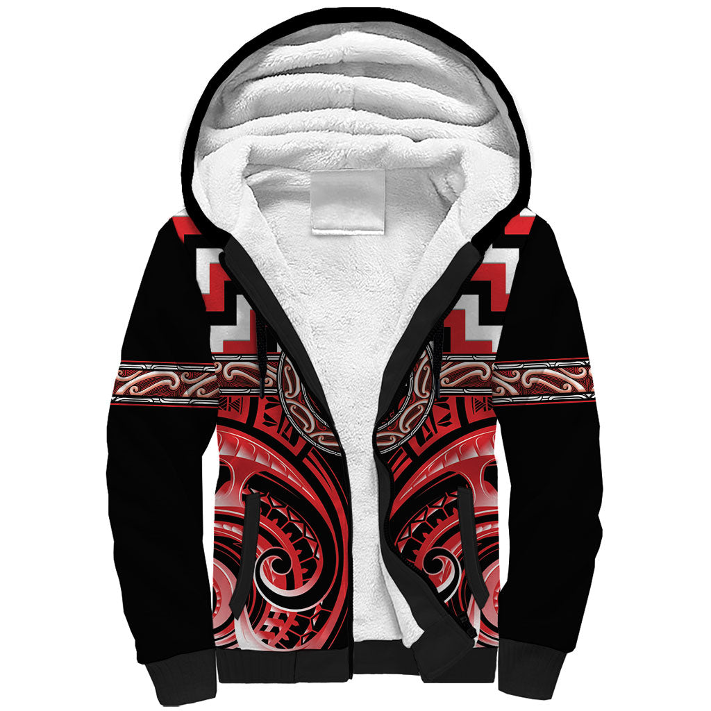 Aotearoa Ngati Toa Personalised Sherpa Hoodie Maori Iwi Poutama Puhoro Tattoo LT14 Unisex Red - Polynesian Pride