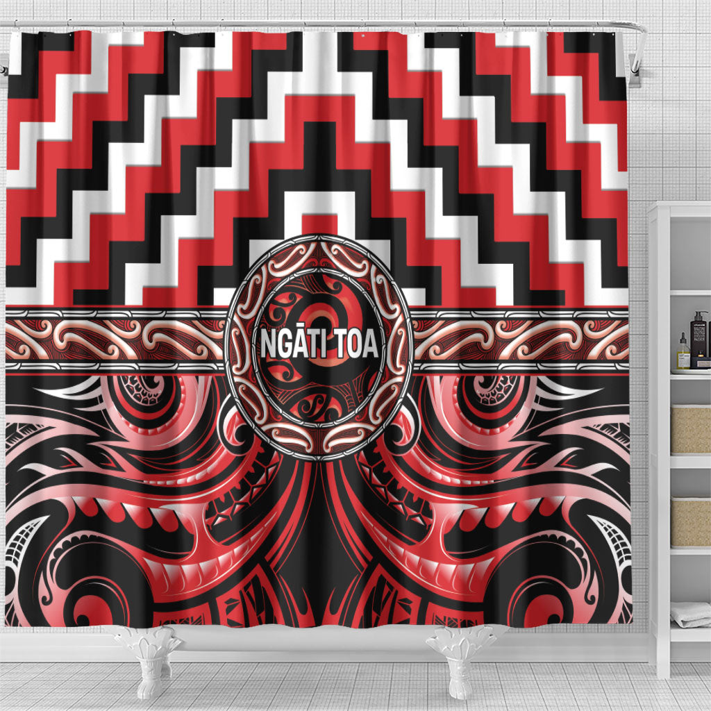 Aotearoa Ngati Toa Shower Curtain Maori Iwi Poutama Puhoro Tattoo LT14 - Polynesian Pride