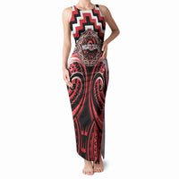 Aotearoa Ngati Toa Personalised Tank Maxi Dress Maori Iwi Poutama Puhoro Tattoo LT14 Women Red - Polynesian Pride