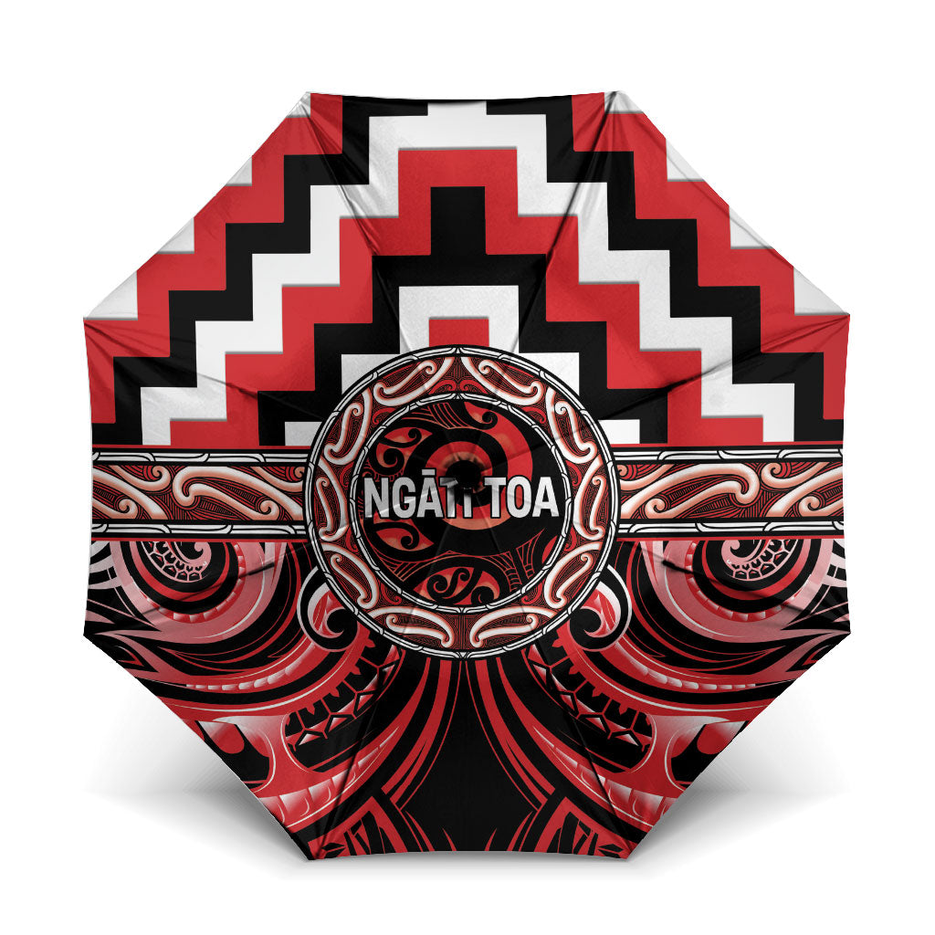 Aotearoa Ngati Toa Umbrella Maori Iwi Poutama Puhoro Tattoo LT14 One Size Folded 11.42 inch Opened Diameter 37.4 inch Red - Polynesian Pride