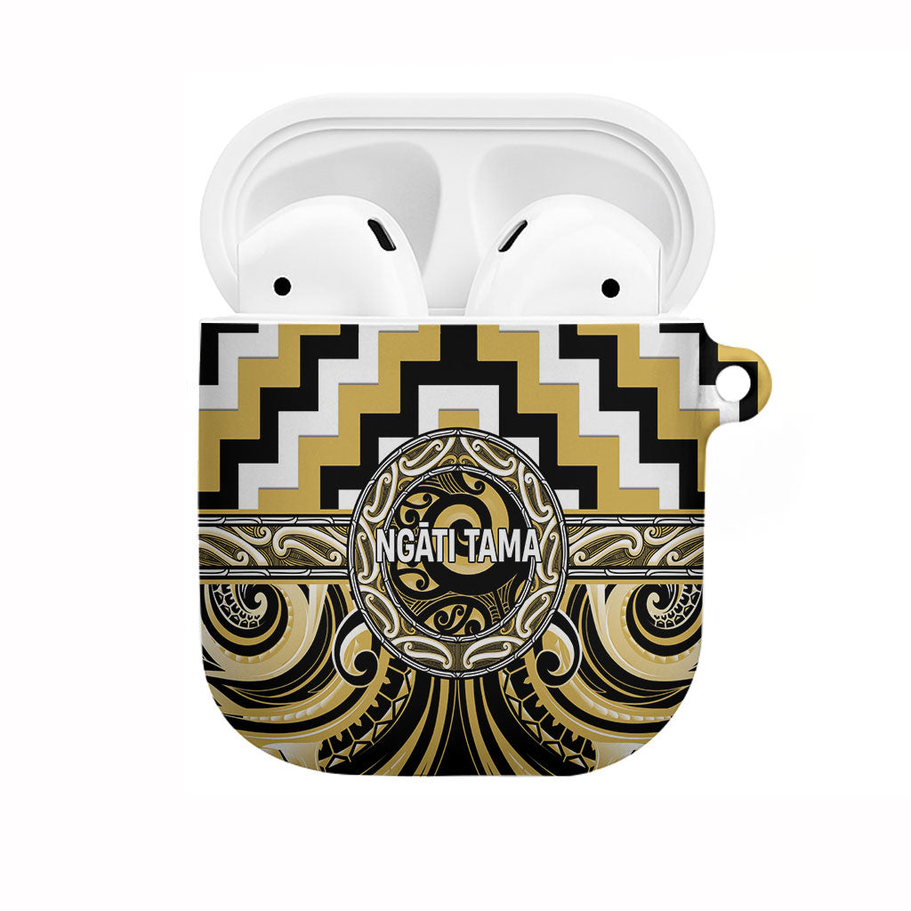 Aotearoa Ngati Tama AirPods Case Maori Iwi Poutama Puhoro Tattoo LT14 Yellow - Polynesian Pride