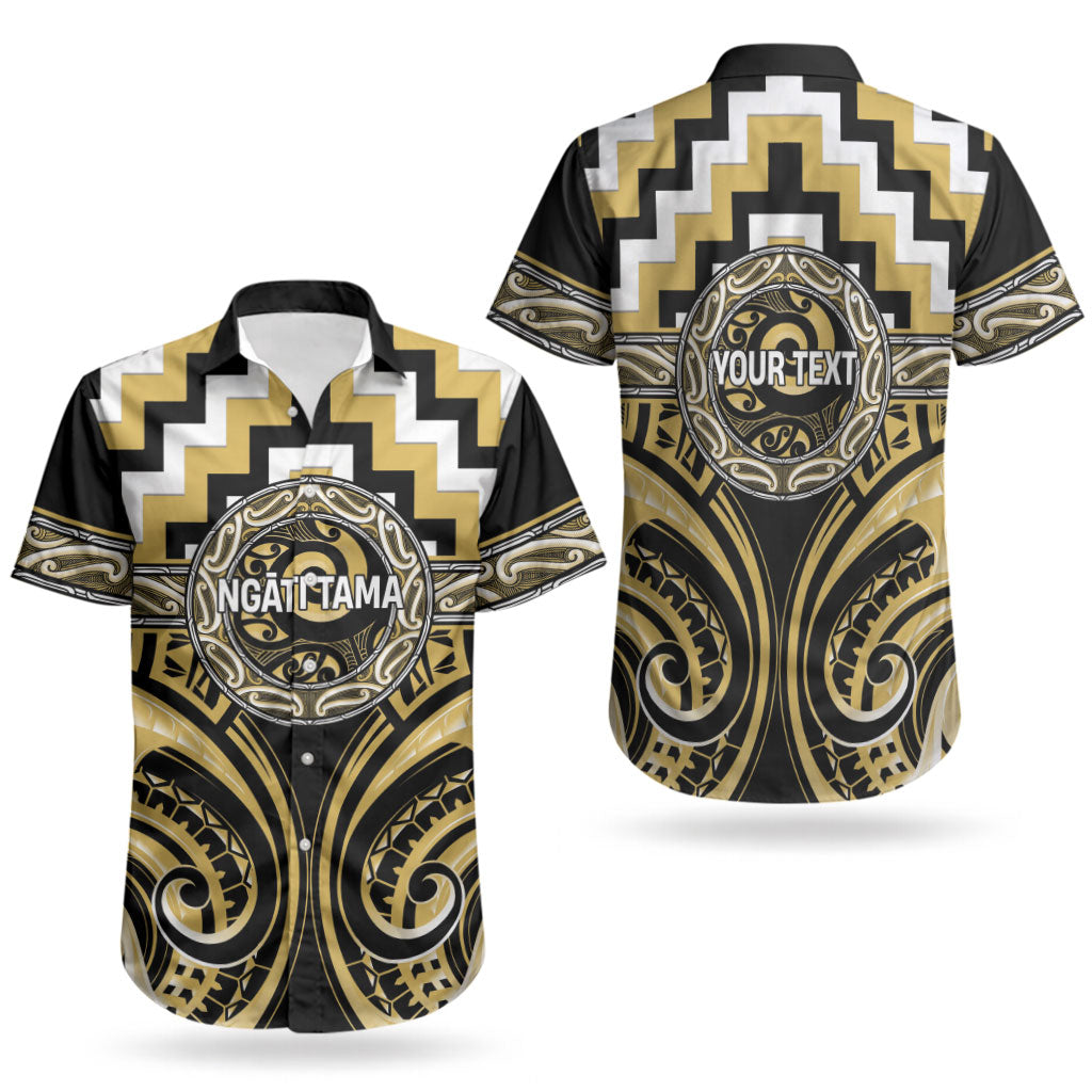 Aotearoa Ngati Tama Personalised Couples Matching Off Shoulder Short Dress and Hawaiian Shirt Maori Iwi Poutama Puhoro Tattoo LT14 - Polynesian Pride