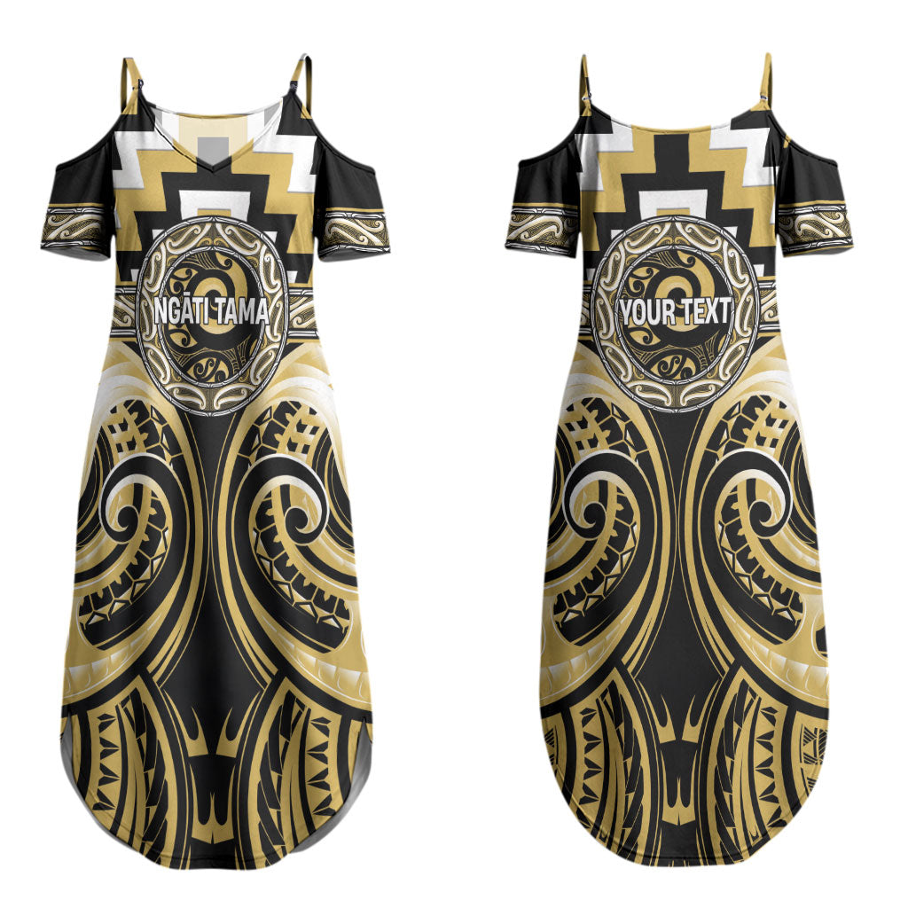 Aotearoa Ngati Tama Personalised Couples Matching Summer Maxi Dress and Hawaiian Shirt Maori Iwi Poutama Puhoro Tattoo LT14 - Polynesian Pride