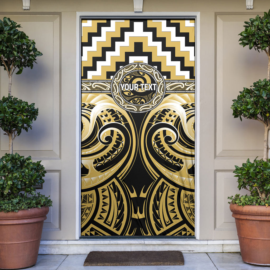Aotearoa Ngati Tama Personalised Door Cover Maori Iwi Poutama Puhoro Tattoo LT14 Yellow - Polynesian Pride