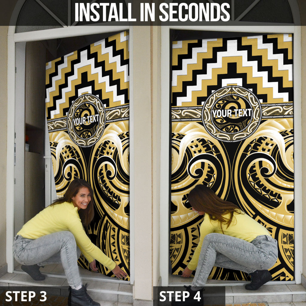 Aotearoa Ngati Tama Personalised Door Cover Maori Iwi Poutama Puhoro Tattoo LT14 - Polynesian Pride