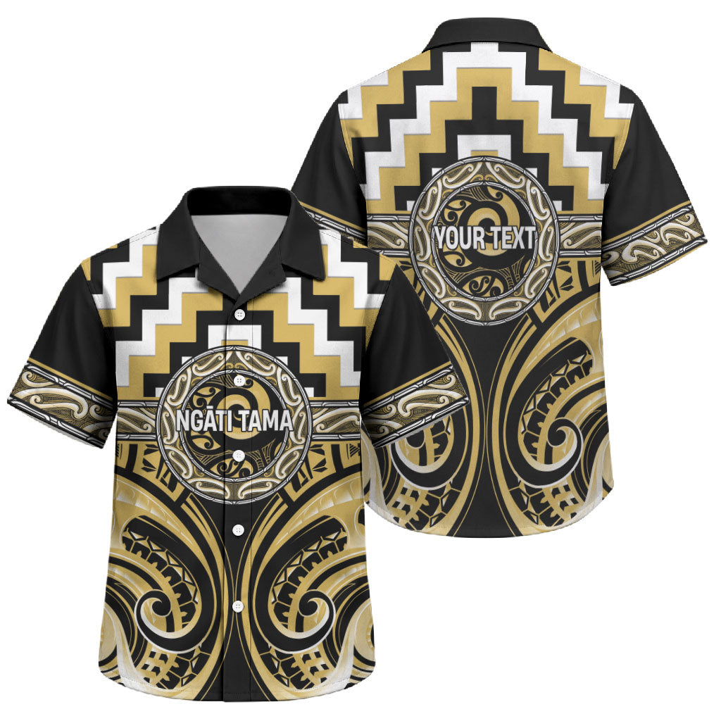 Aotearoa Ngati Tama Personalised Family Matching Off The Shoulder Long Sleeve Dress and Hawaiian Shirt Maori Iwi Poutama Puhoro Tattoo LT14 Son's Shirt Yellow - Polynesian Pride