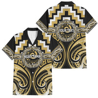 Aotearoa Ngati Tama Personalised Family Matching Summer Maxi Dress and Hawaiian Shirt Maori Iwi Poutama Puhoro Tattoo LT14 Dad's Shirt - Short Sleeve Yellow - Polynesian Pride