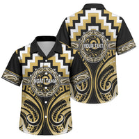 Aotearoa Ngati Tama Personalised Family Matching Summer Maxi Dress and Hawaiian Shirt Maori Iwi Poutama Puhoro Tattoo LT14 Son's Shirt Yellow - Polynesian Pride