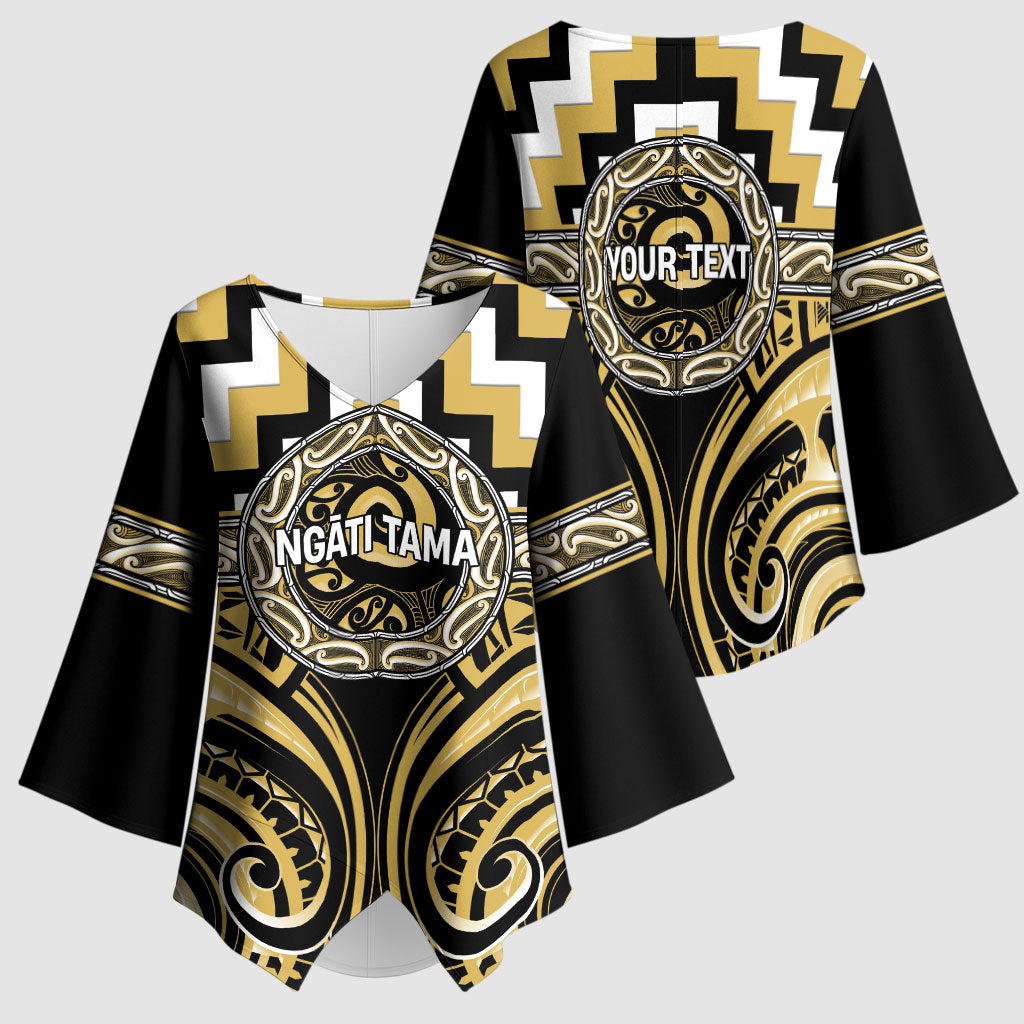 Aotearoa Ngati Tama Personalised Kimono Sleeve Blouse Maori Iwi Poutama Puhoro Tattoo LT14 - Polynesian Pride
