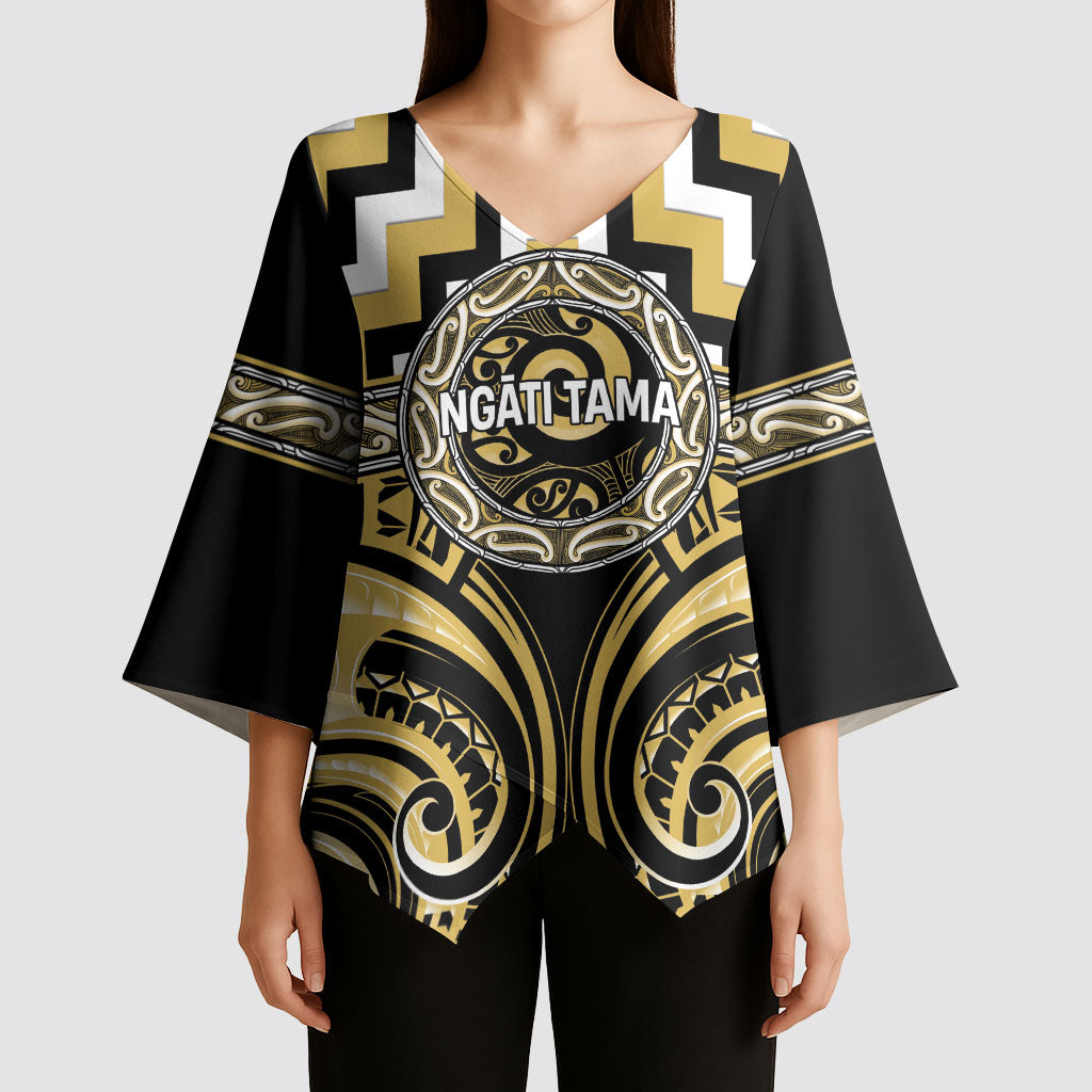 Aotearoa Ngati Tama Personalised Kimono Sleeve Blouse Maori Iwi Poutama Puhoro Tattoo LT14 - Polynesian Pride