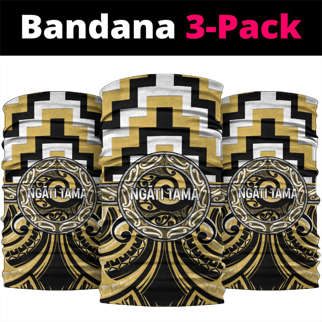 Aotearoa Ngati Tama Neck Gaiter Maori Iwi Poutama Puhoro Tattoo LT14 package One Size: 25*50cm Yellow - Polynesian Pride
