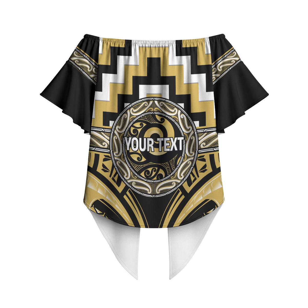 Aotearoa Ngati Tama Personalised Off Shoulder Wrap Waist Top Maori Iwi Poutama Puhoro Tattoo LT14 - Polynesian Pride