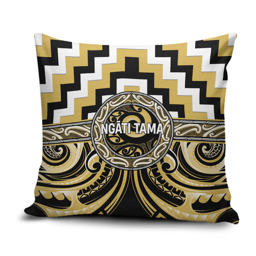Aotearoa Ngati Tama Pillow Cover Maori Iwi Poutama Puhoro Tattoo LT14 Yellow - Polynesian Pride