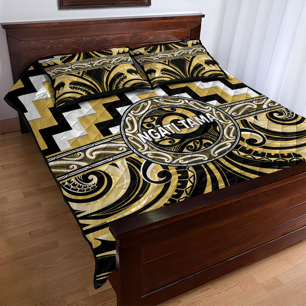Aotearoa Ngati Tama Quilt Bed Set Maori Iwi Poutama Puhoro Tattoo LT14 - Polynesian Pride