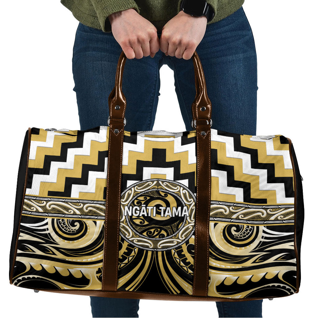 Aotearoa Ngati Tama Travel Bag Maori Iwi Poutama Puhoro Tattoo LT14 Yellow - Polynesian Pride